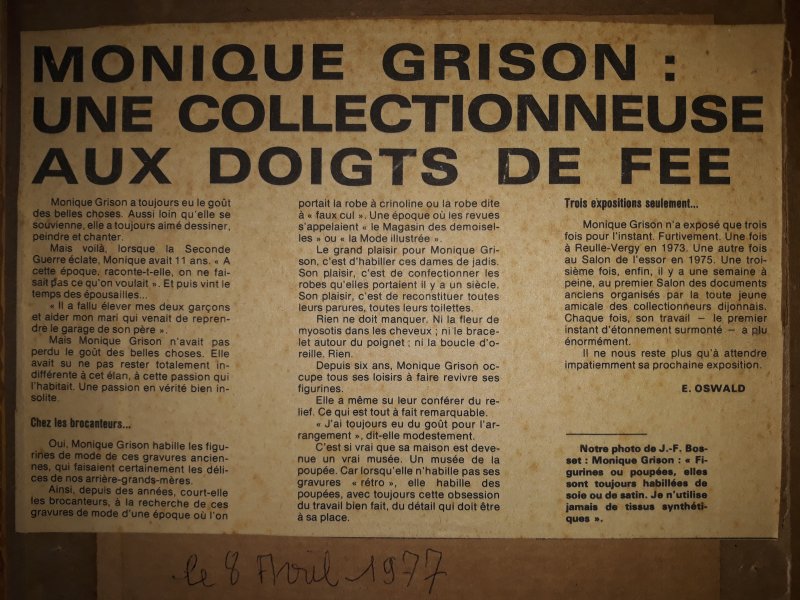 Article de journal sur Monique Grison